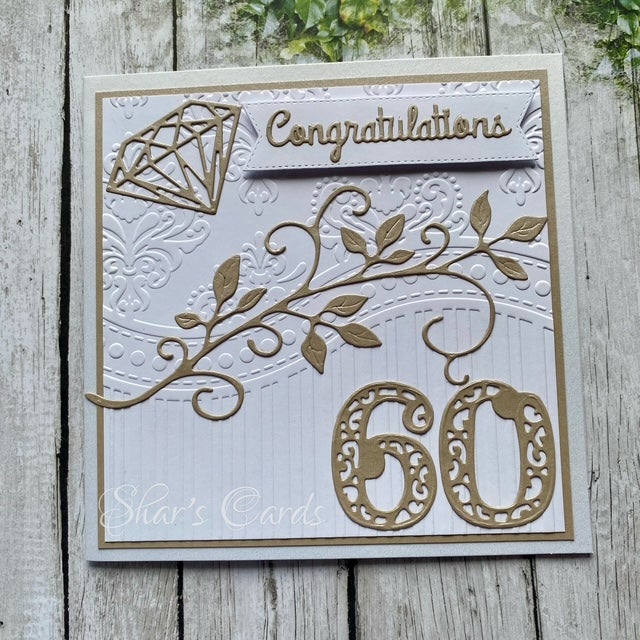 60TH ANNIVERSARY HANDMADE CARD, Diamond Anniversary | Shar's Cards